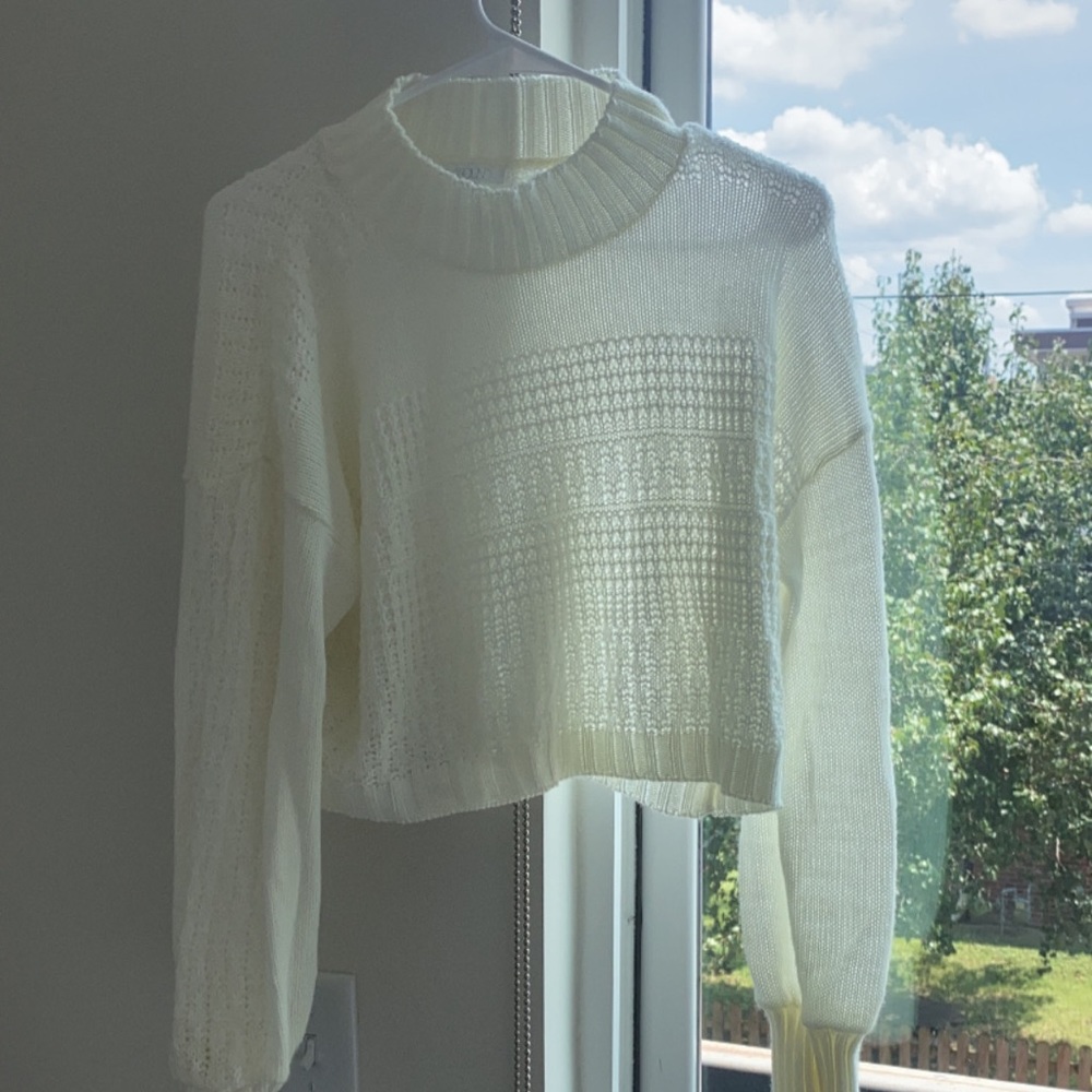Cropped White Sweater